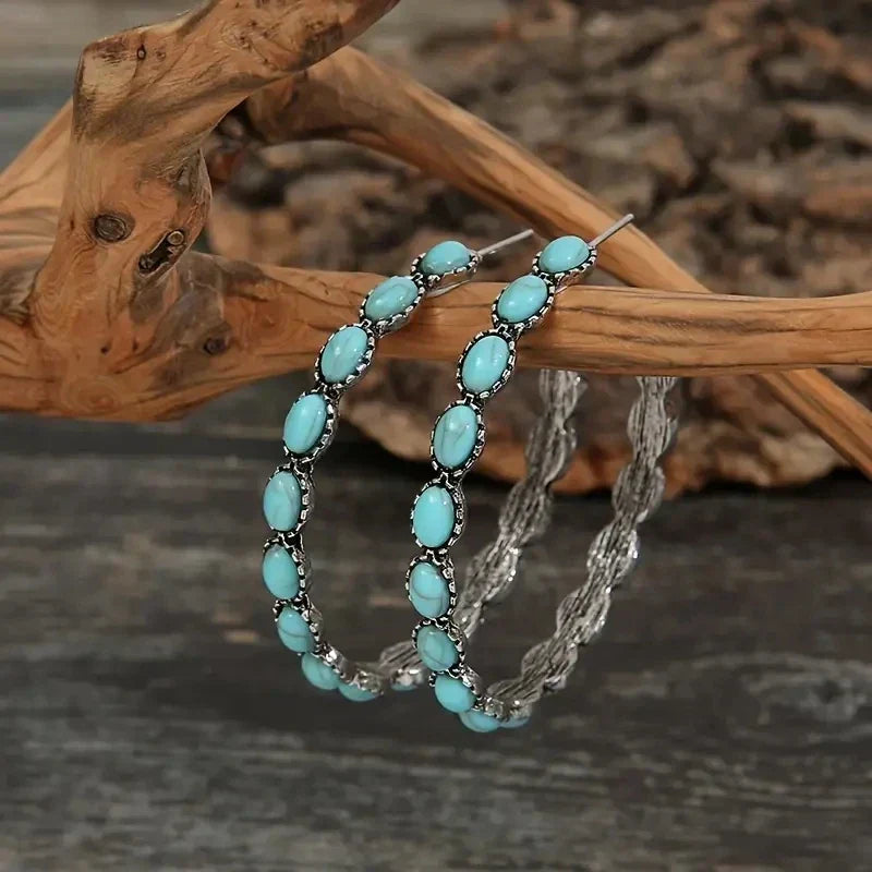 Chic Turquoise Circle Earrings