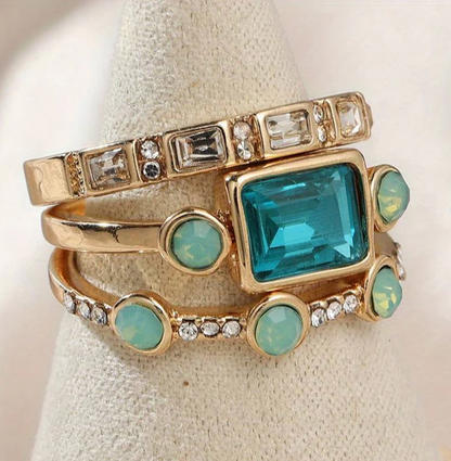 Sparkling Crystal Ring Set