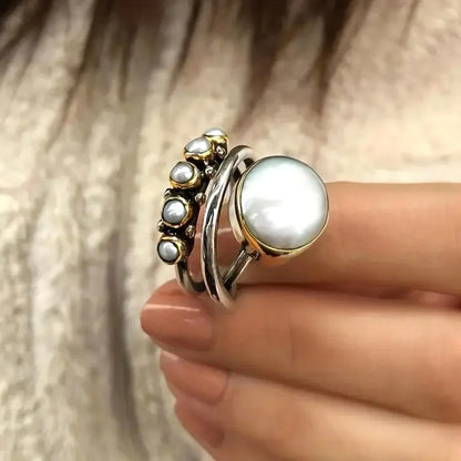 Pearl Stacking Rings Set