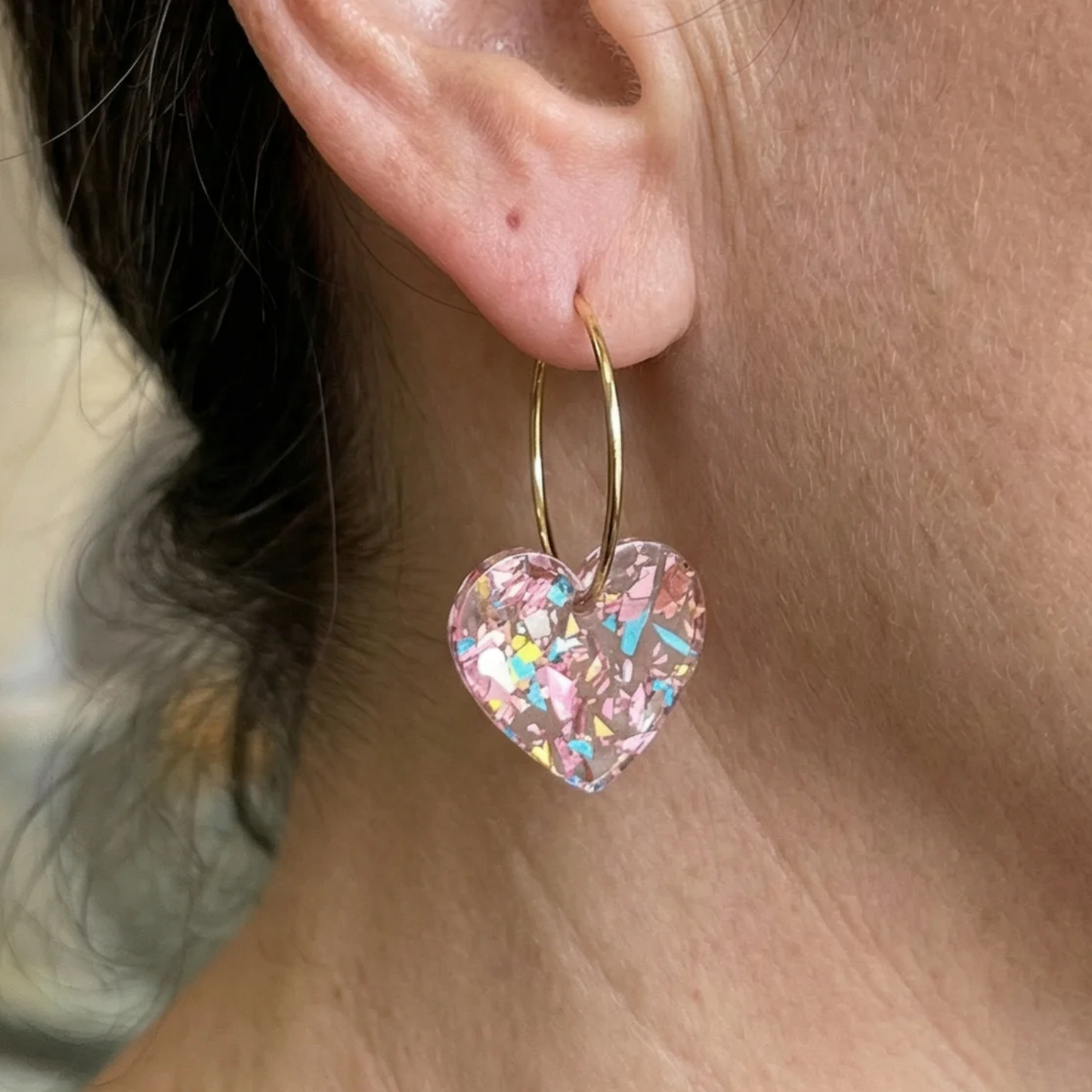 Elegant Gold Heart Drop Earrings