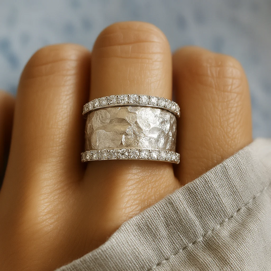 Hammered Silver Statement Ring