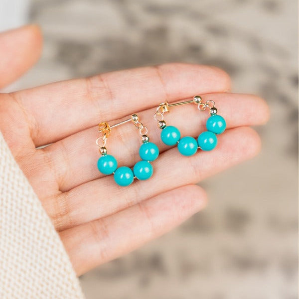 Premium Turquoise Art Hoop Earrings