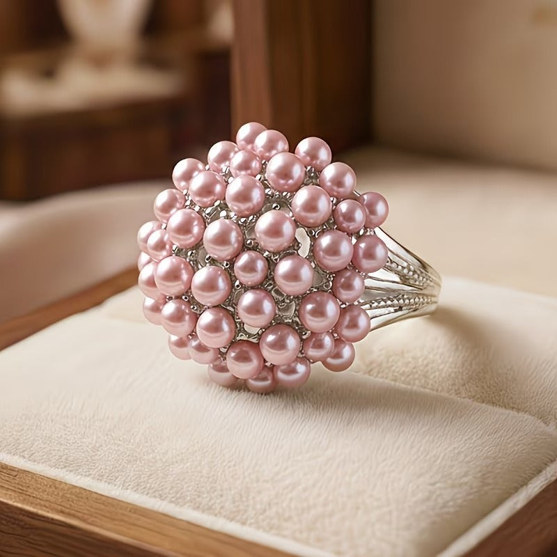 Elegant Colored Inlaid Pearl Ring