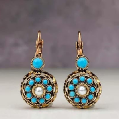 Premium Pearl and Turquoise Bloom Earrings