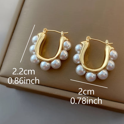 Clustered Pearl Hoop Earrings