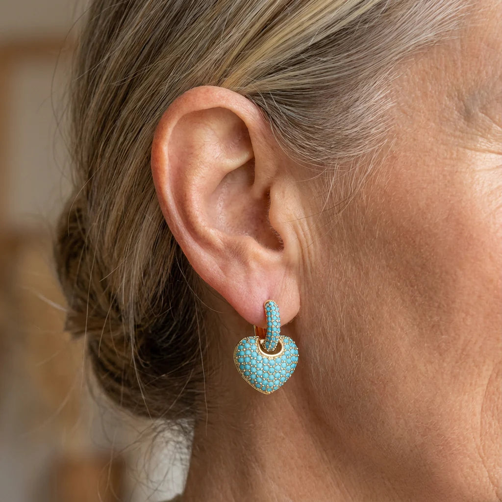 Elegant Turquoise Heart Earrings