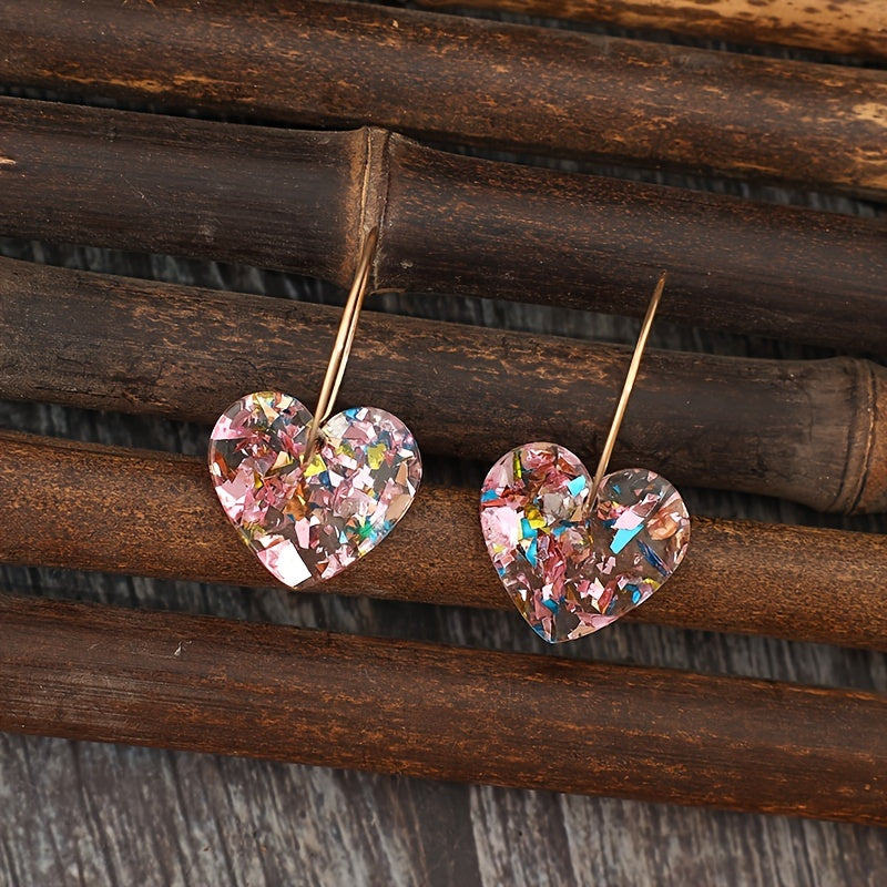 Elegant Gold Heart Drop Earrings