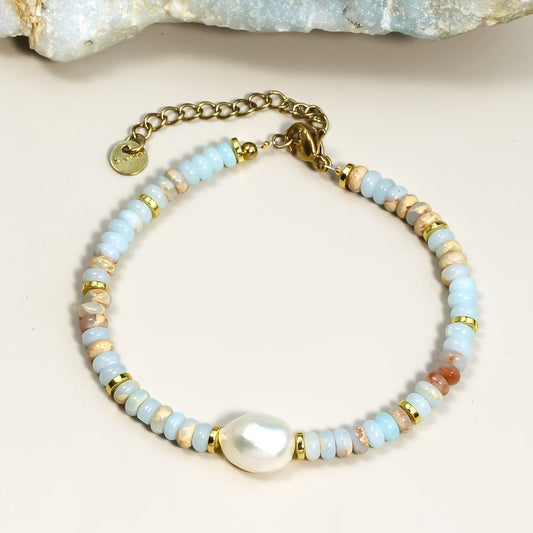 Elegant Beach Pearl Turquoise Bracelet