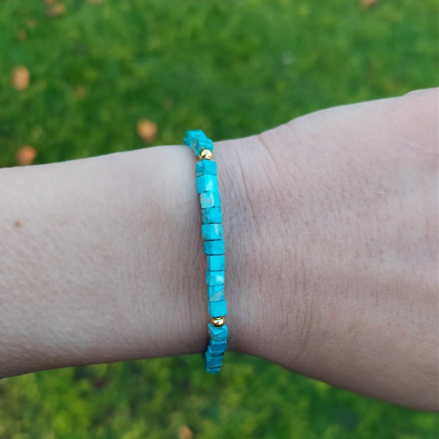 Adjustable Square Stone Turquoise Bracelet