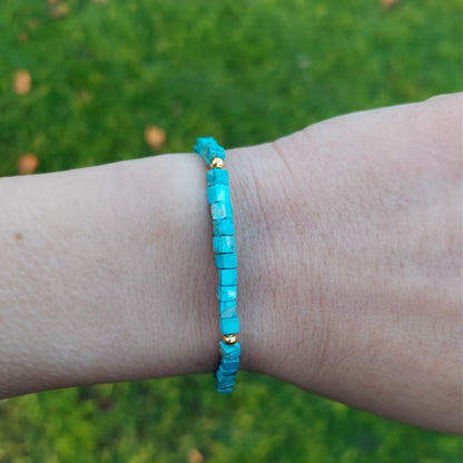 Adjustable Square Stone Turquoise Bracelet