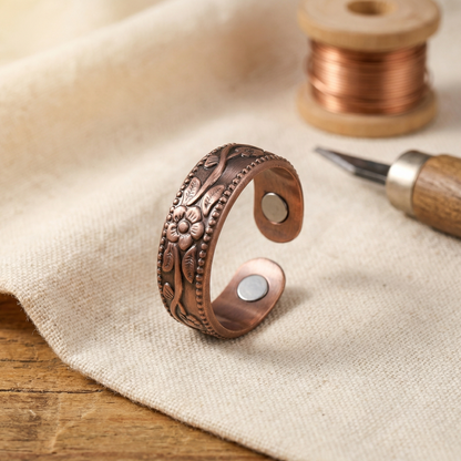 Adjustable Petal Artisan Copper Ring