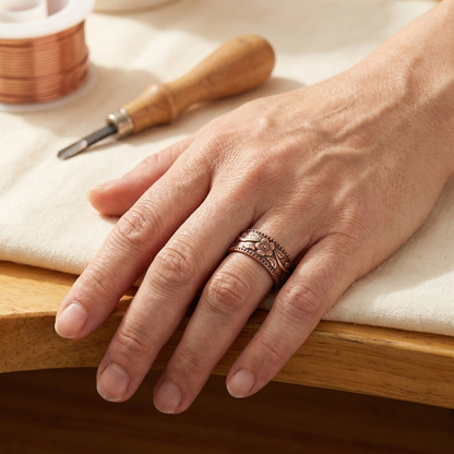 Adjustable Petal Artisan Copper Ring