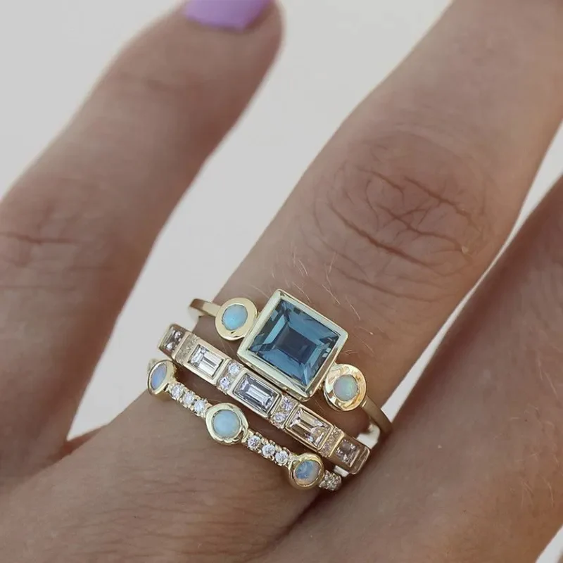 Sparkling Crystal Ring Set