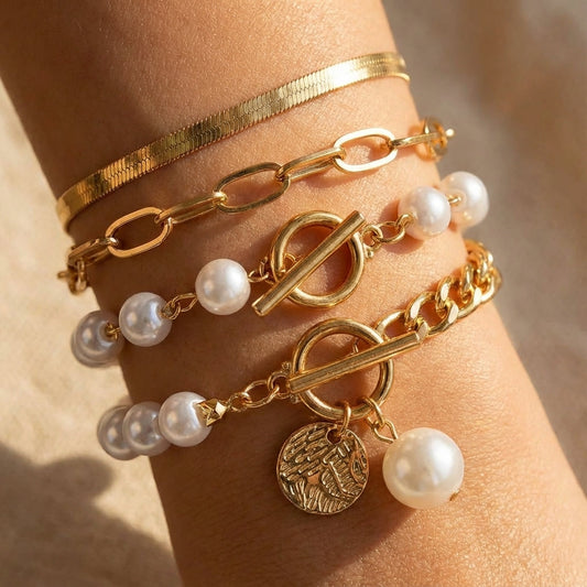 Luxe Layered Pearl Bracelet Set